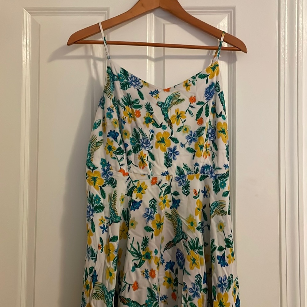 Floral + bird print dress
